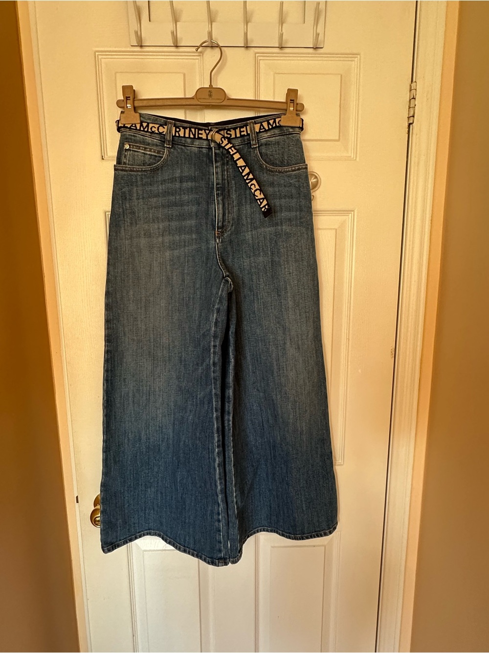 Stella McCartney Denim culotte jeans with Logo Waistband